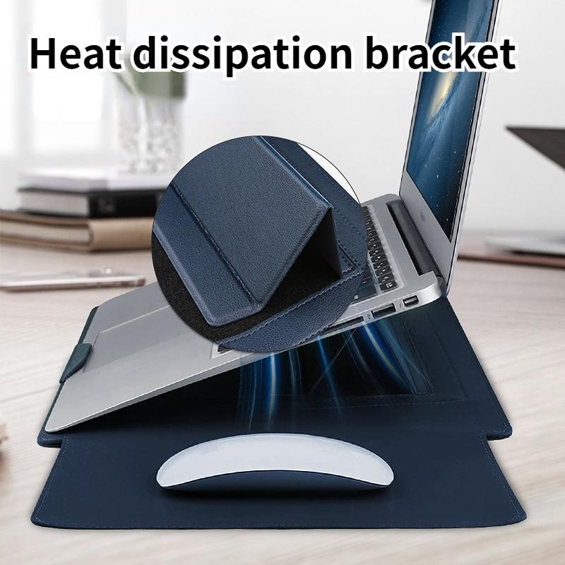 Multipurpose Laptop Sleeve 13/14/15/16 Inch With Bracket Waterproof Laptop Bag Laptop Case Macbook Sleeve Air Pro PU Leather