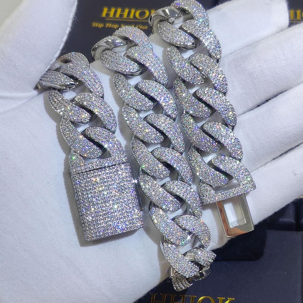 20mm 4 Rows Hip Hop Iced Out Cuban Link Necklace Miami Bling Chain CZ Luxury Choker Chain Jewelry Gift for Men