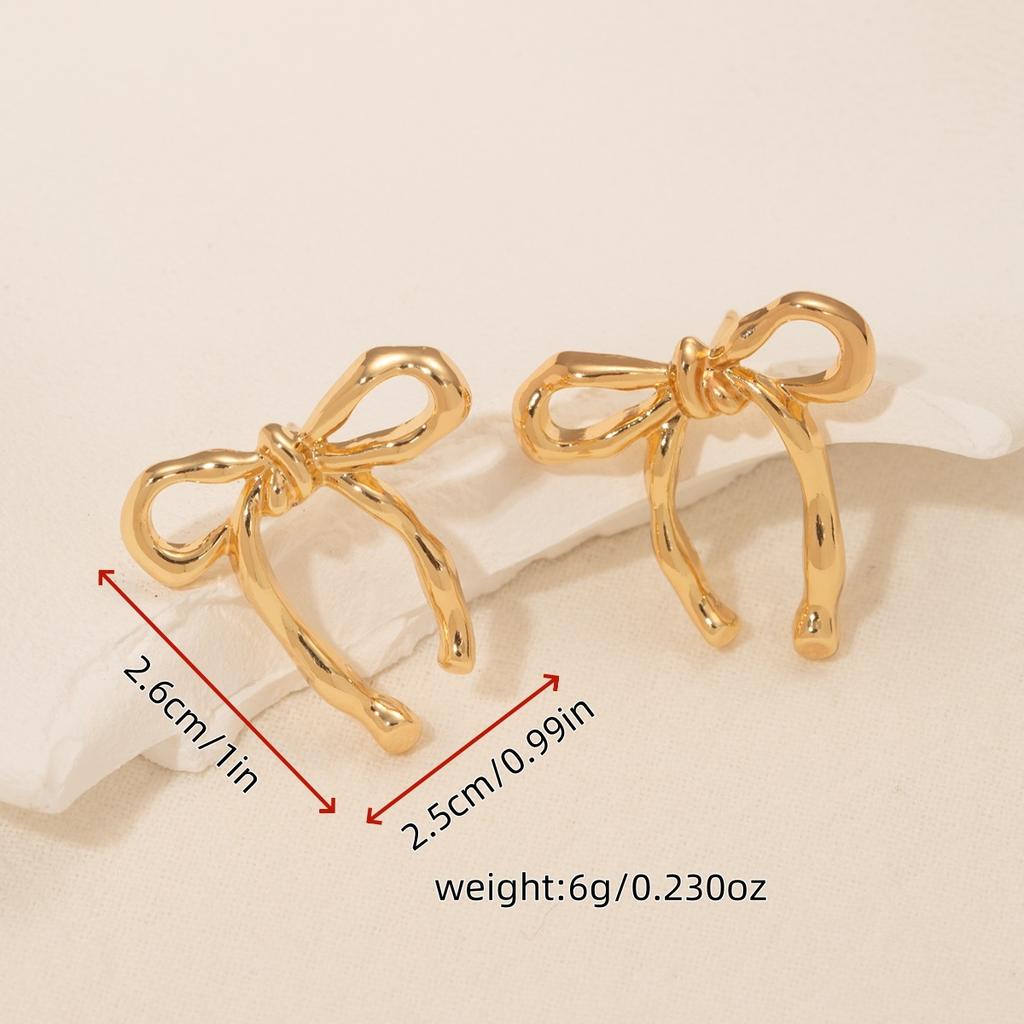 Simple And Stylish Gold Bow Earrings, Showcasing The Temperament Of Women'S Earrings