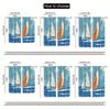 2D Flat   2pcs 2D Flat Printing Nautical Grunge Style Racing Sailboats In A Windy Ocean Water Print Printed Curtains   Rod Pocket