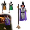 Figura Realistica di Strega Malvagia 180cm Oggetti di Scena per Halloween, Decorazione Volante con Suoni e Luci Spaventosi, Oggetti di Scena per Atmosfera Agghiacciante per Giardino Cortile Prato,