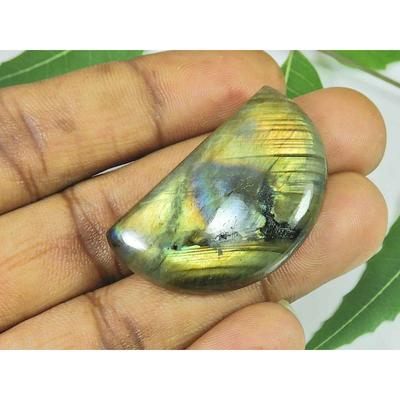 66 carats. Cabochon Labradorite Arc-en-ciel Naturelle Forme D Pierre Gemme Libre 24X39MM SK-3505