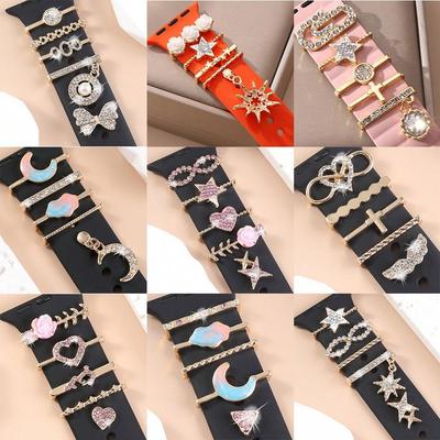 Diamond Watch Band Ornament Metal Decorative Nail Creative Decorative Ring  Strap Accessories