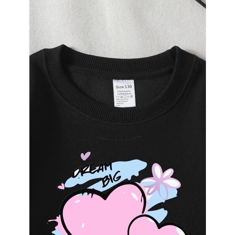 European sizes Kids' Casual Sweatshirt Printed Round Neck Pullover, Dream Big Hearts Dreams, Casual Comfortable