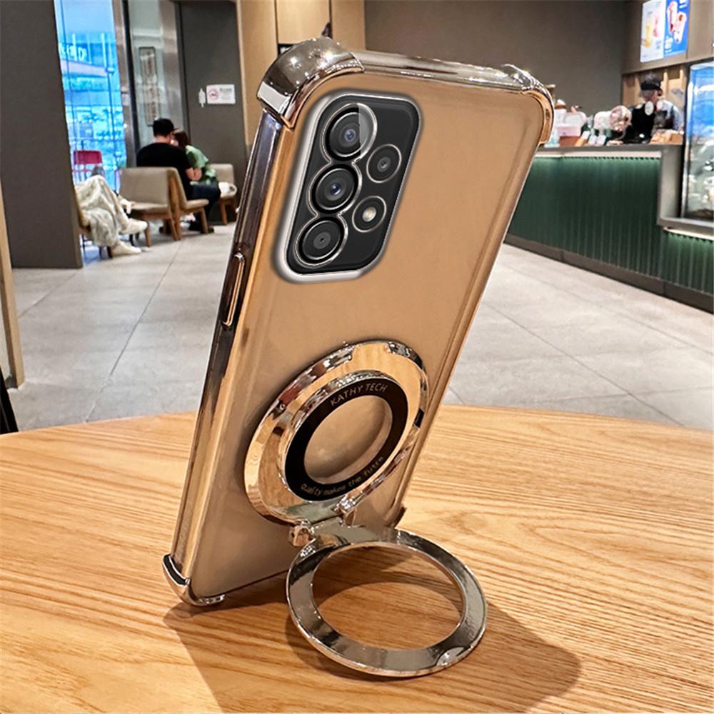 Transparent Plating Magnetic Bracket Phone Case For Samsung A13 A23 A33 A53 A73 A12 A22 A32 A52 A03 A52S Shockproof Soft Cover