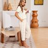 Women's Casual Loungewear Set with Printed Short Sleeve Round Neck T-Shirt and Loose Fit Pants