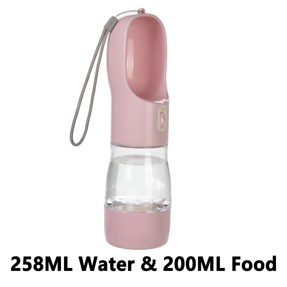 2 IN1 Dog Water Bottle Portable Drinking Feeding Puppy Bowl Food Outside Traveling Bowl 258ML Water 200ML Food Pet Container