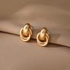 European American High-End Gold Geometric Earrings for Women Large Ring Ear Jewelry Alloy Buckle Cold Wind Ear Rings