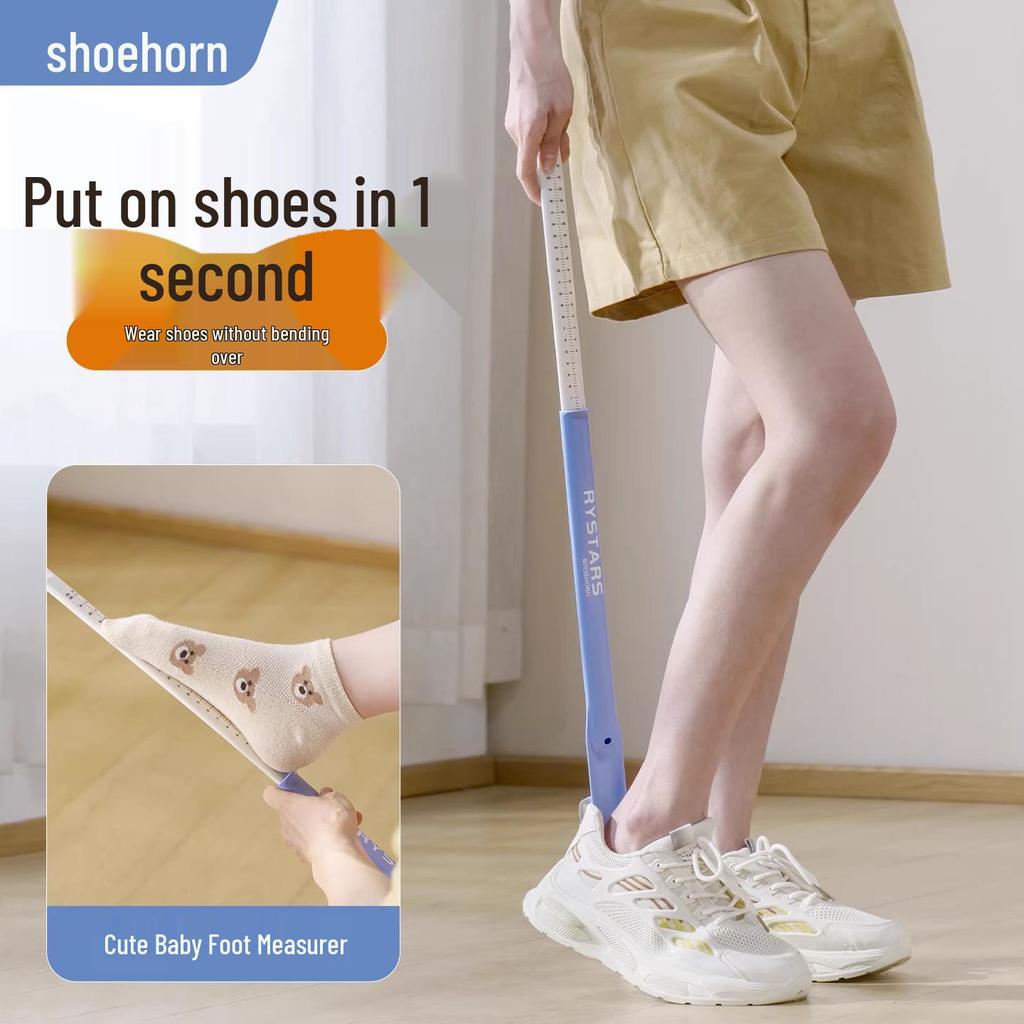 Hochwertiger Einziehbarer Schuhanzieher & Fußmessgerät für ältere Menschen, Schwangere und Kinder