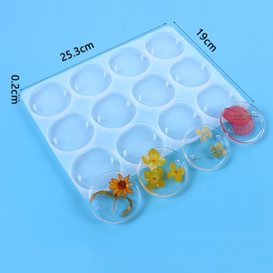Round Silicone Mold 9 Cavity Circle Button Pendant Resin Epoxy Mold with Hole Casting Mold DIY Wind Chimes Keychain Jewelry Making Tool for Beginners