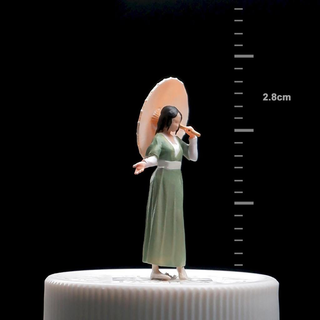 1/64 Ancient Customs Girl Figure Handpainted Pose Scene Resin Miniature Mini Doll for Sand Table DIY