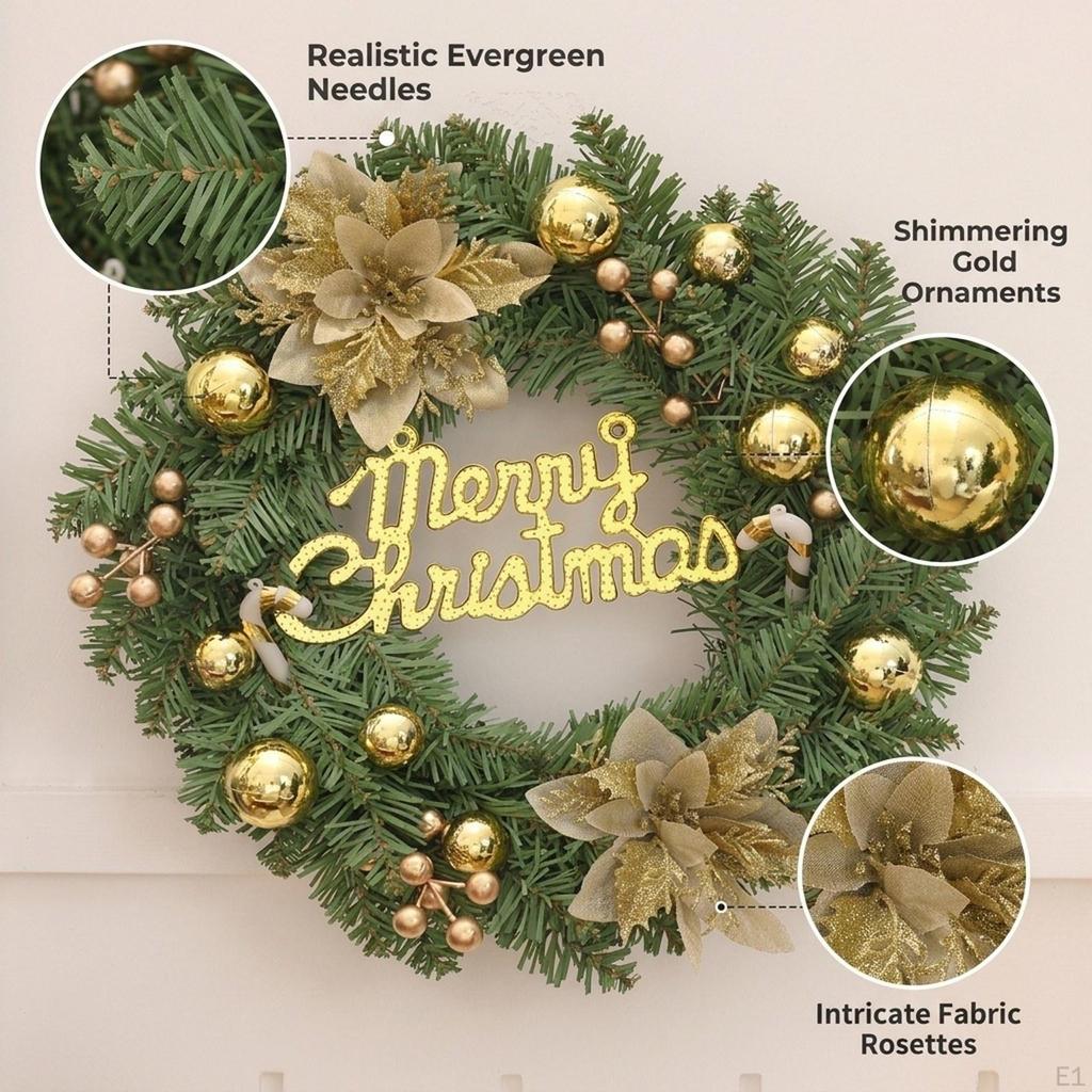 Christmas Wreath Artificial Garland Decor Creative Lifelike Rustic Xmas Ornament for Festival