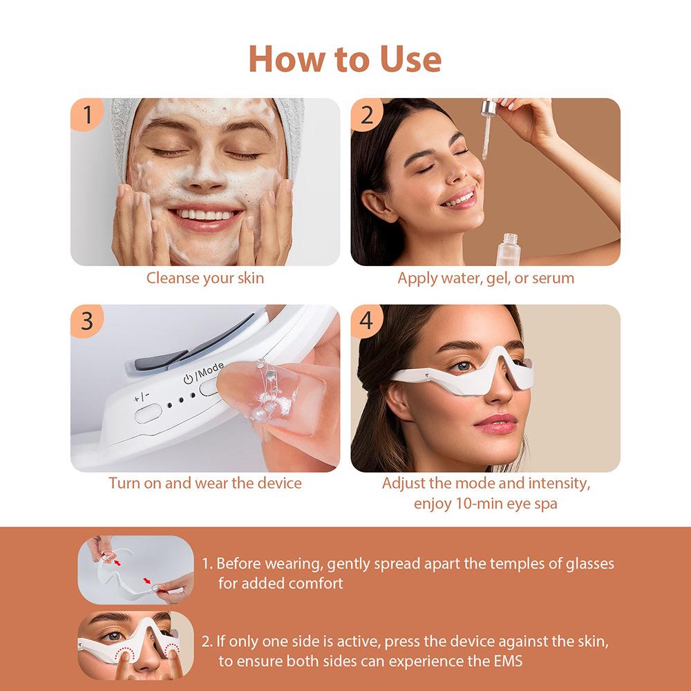 Microcurrent Beauty Eye Massager: EMS Red Light Therapy for Dark Circles
