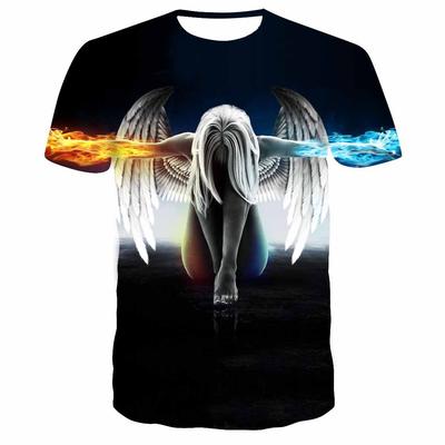 Summer New Men's Casual 3D Angel Printed Short Sleeved T-shirt