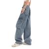 Autumn Vintage Blue High Waist Jeans Women Fashoin Straight Wide Leg Jeans Pants Woman Loose Street Casual Denim Trouser 29651