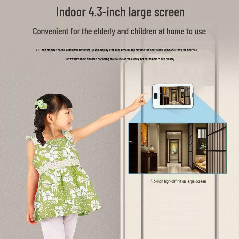 Inteligentny Elektroniczny Wizjer do Drzwi - Szerokokątna Kamera HD z Widzeniem Nocnym i Wizualnym Dzwonkiem Antykradzieżowym do Domu