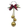 Christmas Bell Decoration 17.7" Hanging Jingle Bells with Plaid Bow Pine Needles Red Berries Rustic Holiday for Door