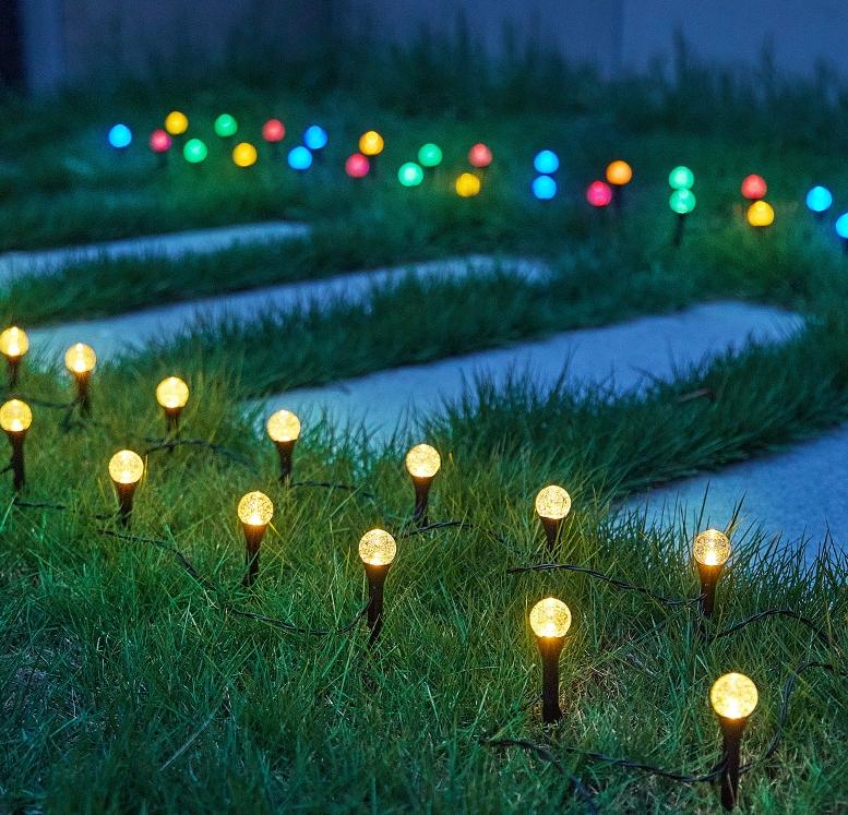 10-30LEDs Solar Ball Lawn Lights Waterproof Solar Pathway String Light for Outdoor Garden Patios Trail Lighting Decoration