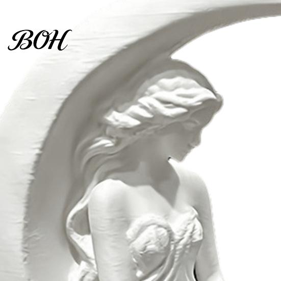 Decorative Moon Goddess Fairy Figurine, Matte White Sculpture, 3D Printed PLA Small Desk Decor Winged Statue, Mystical Fantasy Home Ornament