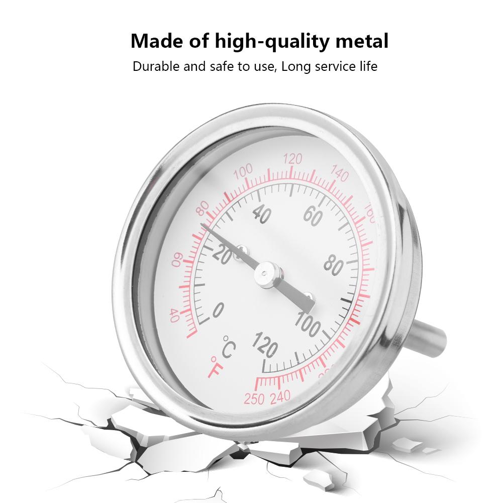 62mm 120 Celsius High Temperature Bimetal Thermometer Oven Grill BBQ Analog Dial Double Scale