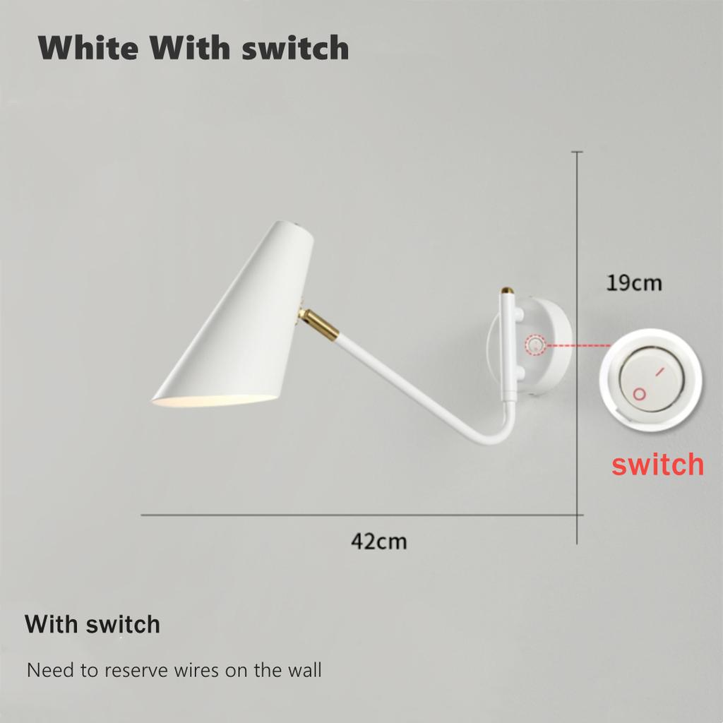 Industrial Folding LED Wall Lamp With Switch Vintage Adjustable Swing Long Arm E27 Bedside Decor Lighting Sconce Reading Lights