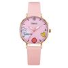 Kids Watches Pink Cute Children's Wristwatch Cartoon Pattern Quartz Watch Set for Girls Fashion Students' Clock Relogio Infantil