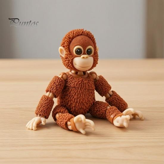 Swinging Jointed Gorilla 3D Printed Mini Figurine with Articulated Joints, Small Desktop Ornament Toy Stress Relief Toy, Creative Cute Animal