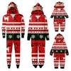 Parent Child Outfit - Christmas Print Family Matching Hooded Long Sleeved Zippered Jumpsuit Set