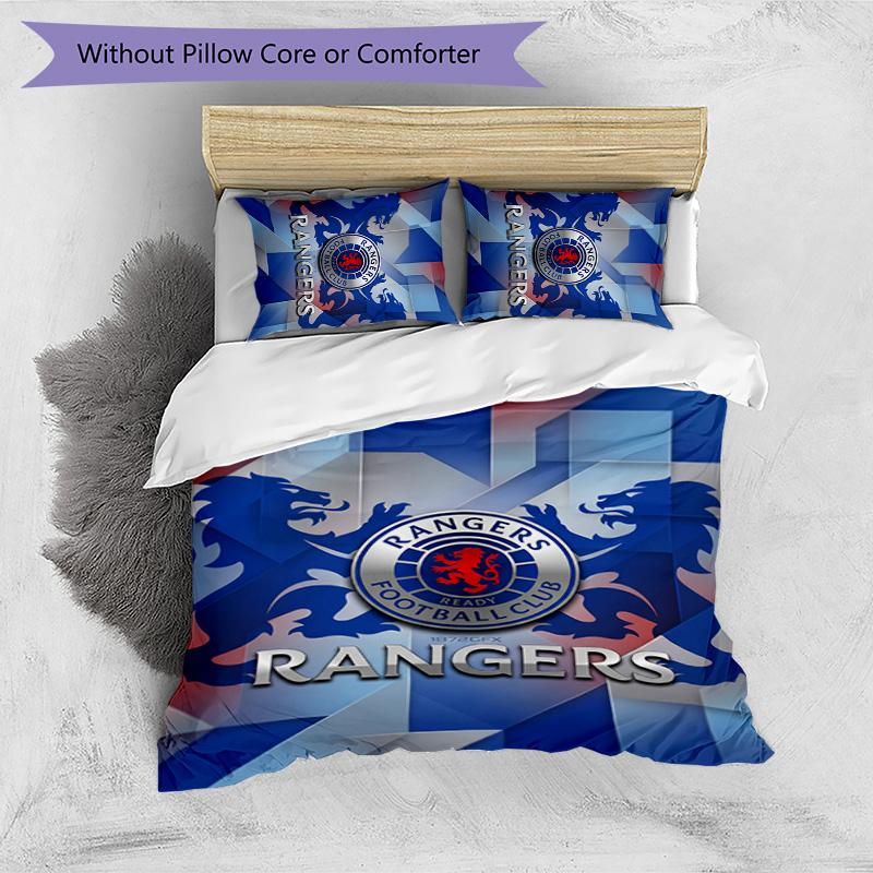 Set Biancheria da Letto Rangers FC Stampato 3 Pezzi Copripiumino Traspirante con Federe Biancheria da Letto Decorativa per Camera da Letto Casa