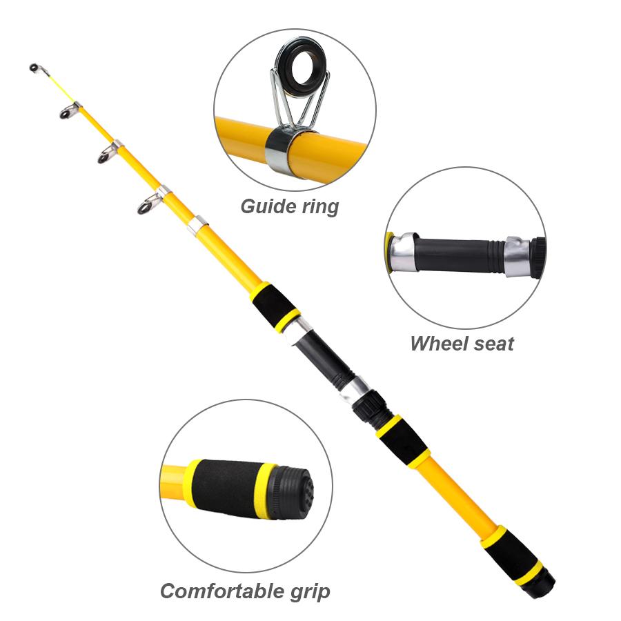 FTK 1.8m Fishing Pole Set Full Kits With Telescopic Fishing Rod And Spinning Reel Baits Hooks Travel Pole Set
