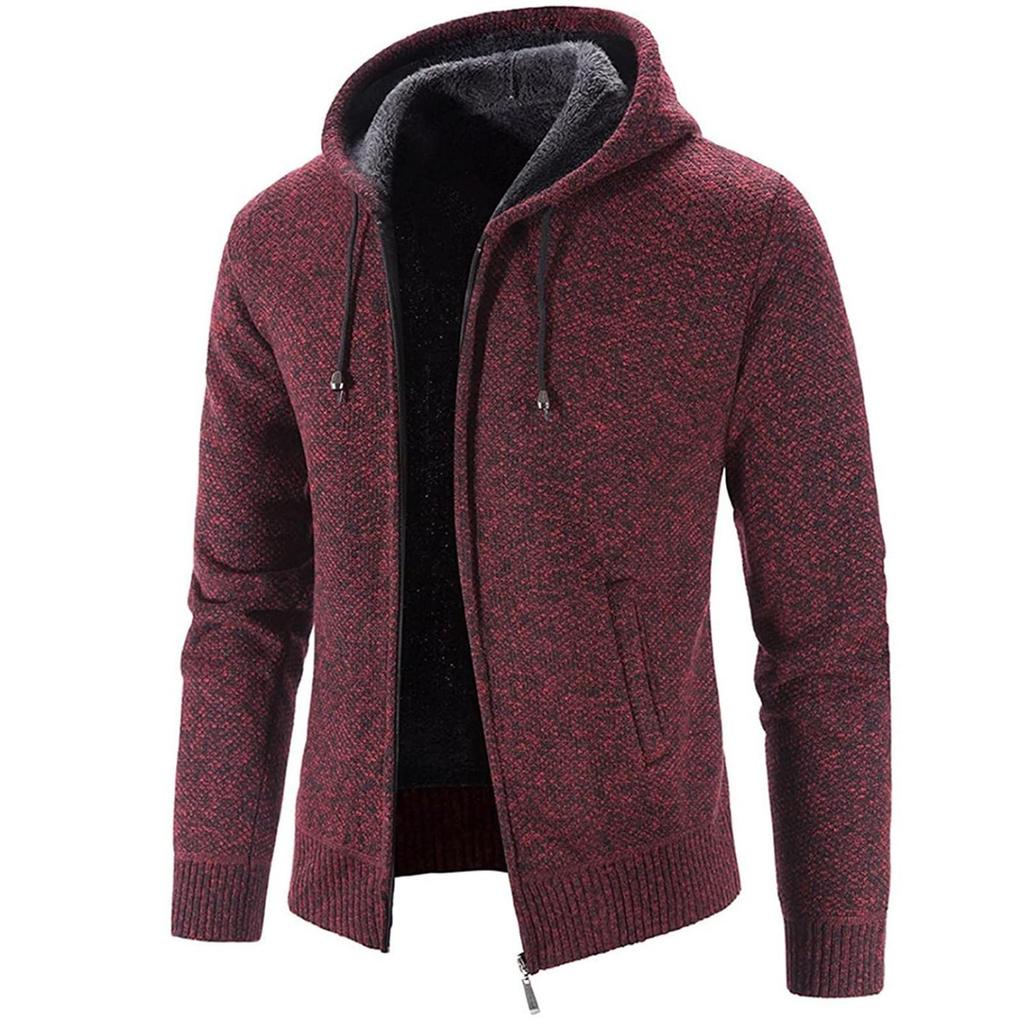 Men's Fashion Leisure Long Sleeve Warm Solid Color Hooded Jackets Tops