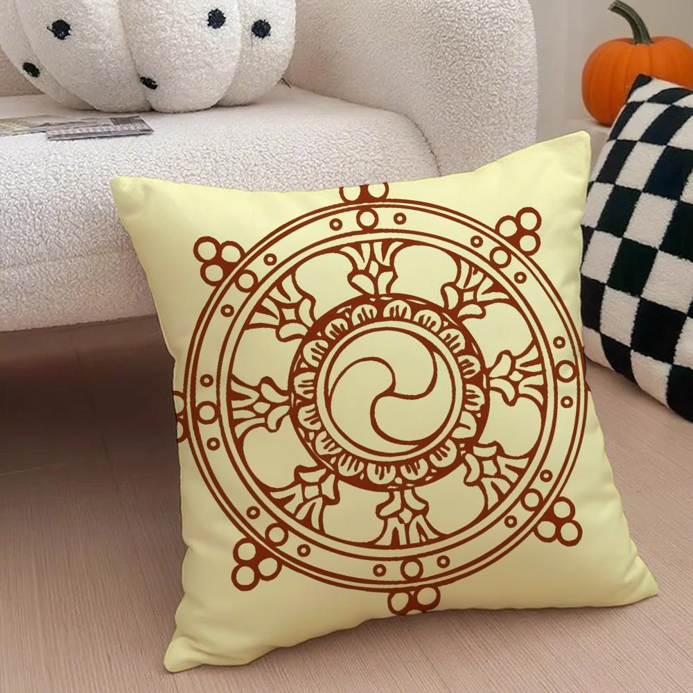 Classical traditional DDharma Wheel Cushion Cover Throw Pillow Cover Hidden Button Durable Polyester Chair Cushion