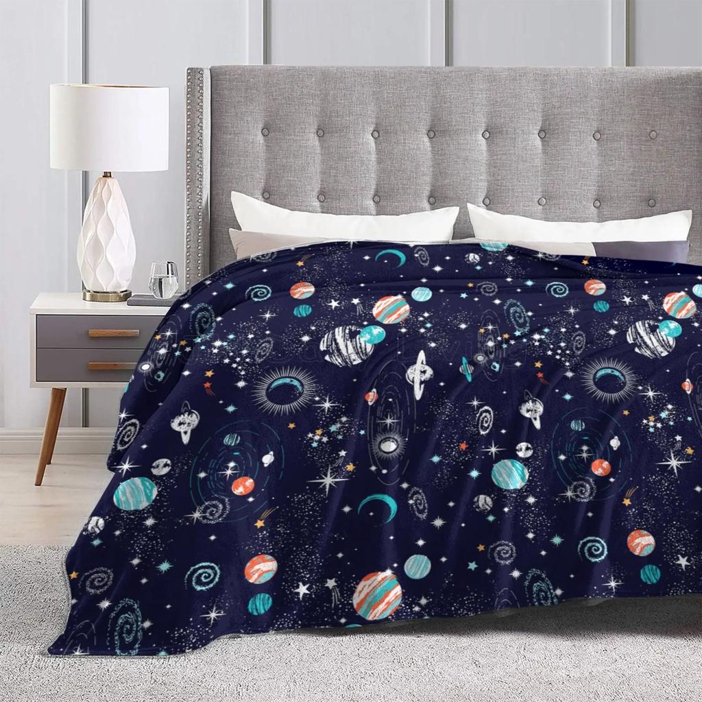Galaxy Space Planet Flannel Fleece Throw Blanket for Couch Soft Fluffy Sofa Bed Blanket Warm and Lightweight Throws 80x60 Inch