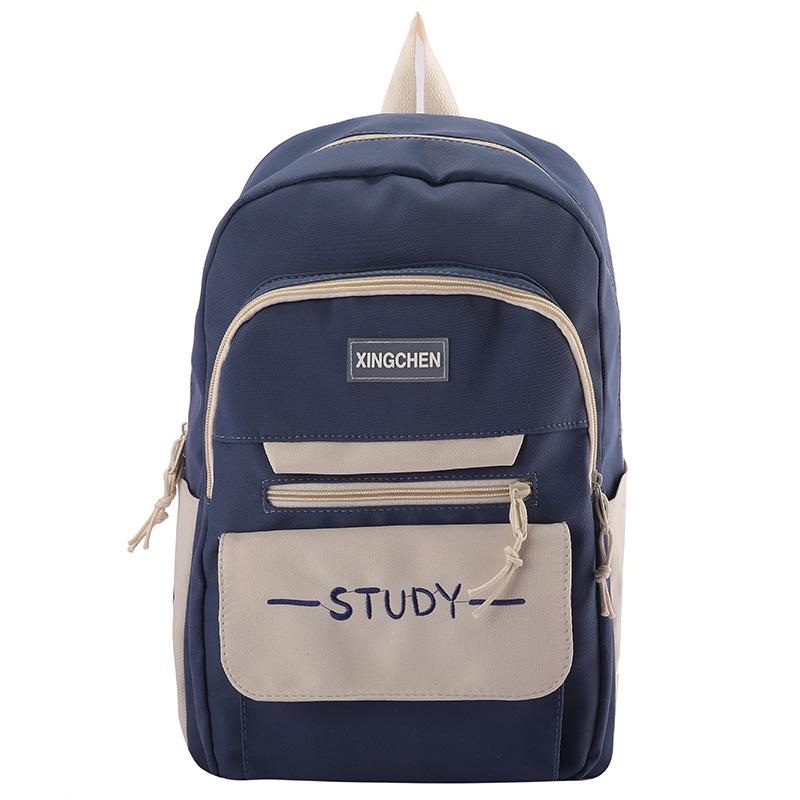 Student backpack trend letter middle and high school campus schoolbag casual large capacity contrast backpack trendy fashion