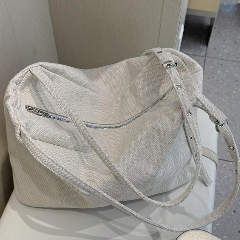 Ladies' Lazy Style Denim Tote Bag Canvas Simple Large Capacity Versatile Diagonal Cross Casual Commuting Buckle Shoulder Bag