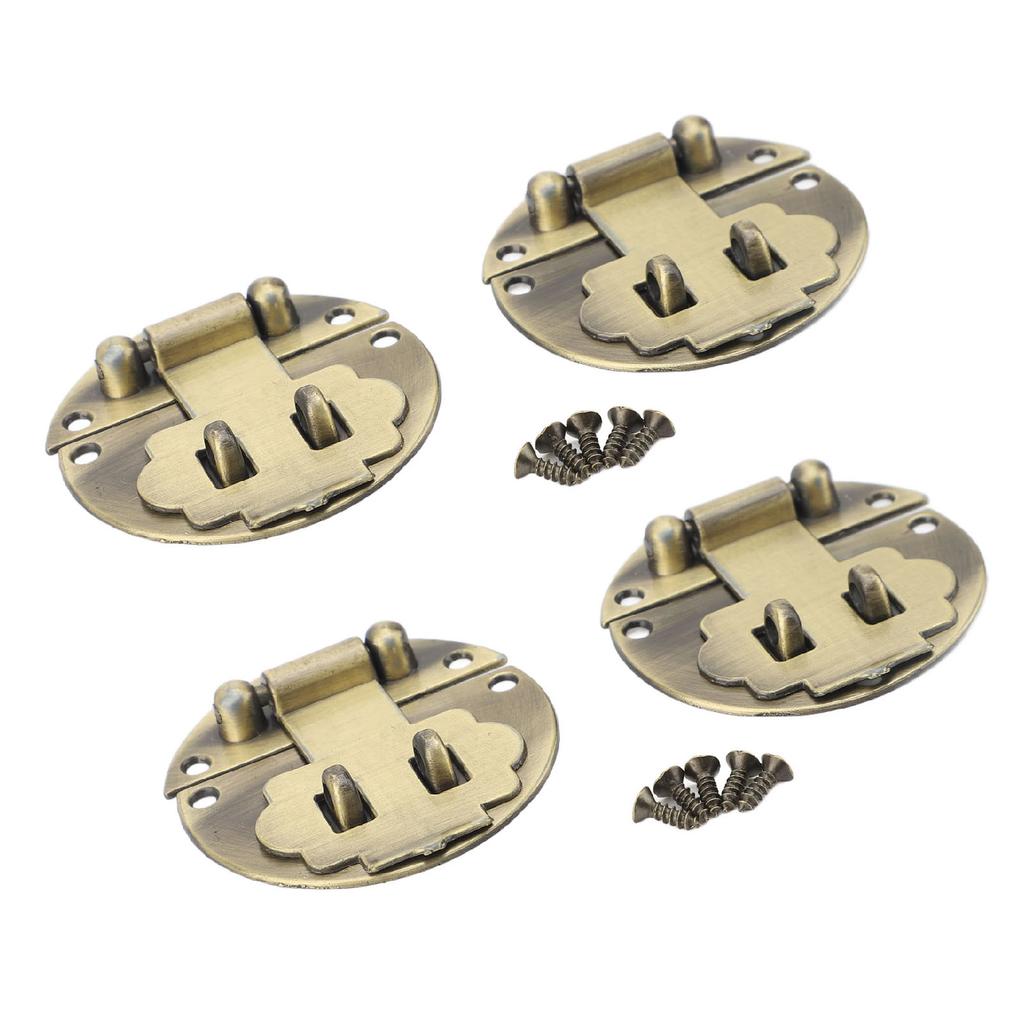 Vintage Hasp Latch Set Double Hole Circular Lock Latch for Wooden Case Jewelry Box Handicrafts