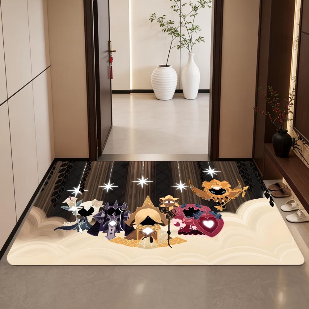 Anime 7-Cookie Run Kingdom Floor Mat Diatomite Bath Mat, Quick Dry Absorbent Non-Slip Door Mat