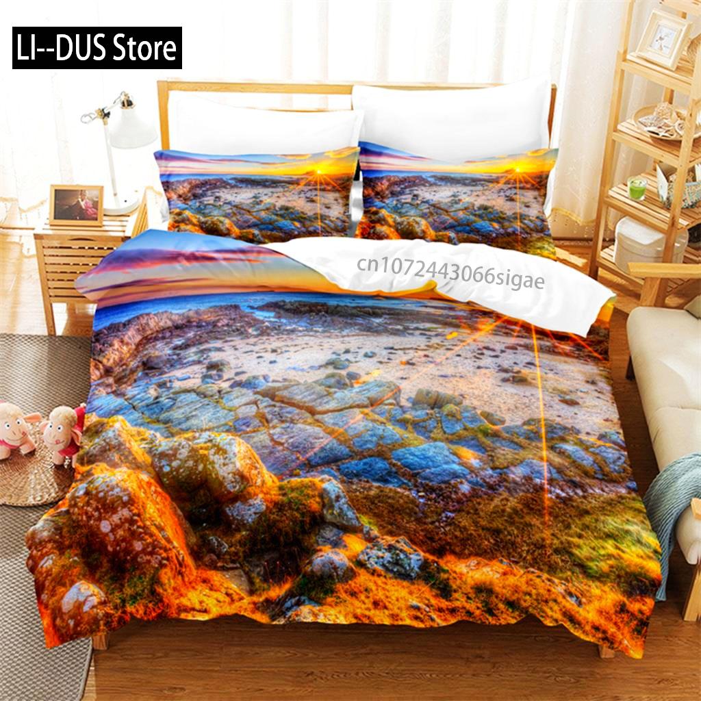 Comforter Seaside City Bedding Set 3D Bedding Digital Printing Queen Size Bed Set Fashion Design