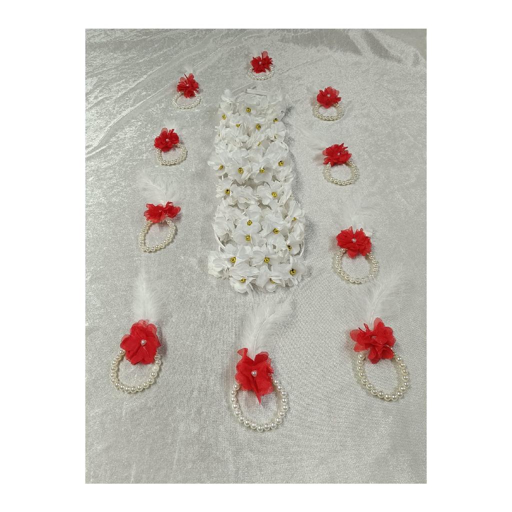 White Laser Rose And Pearl Bridesmaid Crown And Bridesmaid Bracelet, Henna Night, Bachelorette Party, Bride To Be