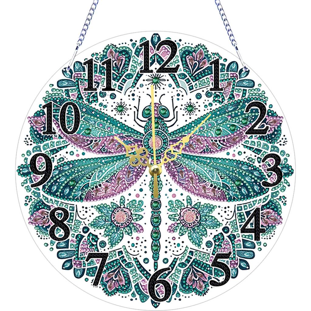 2D Flat DIY Irregular Shaped Drilling Diamond Painting Clock Pendant Diamond Art Clock Pendant Kit for Living Room Decoration