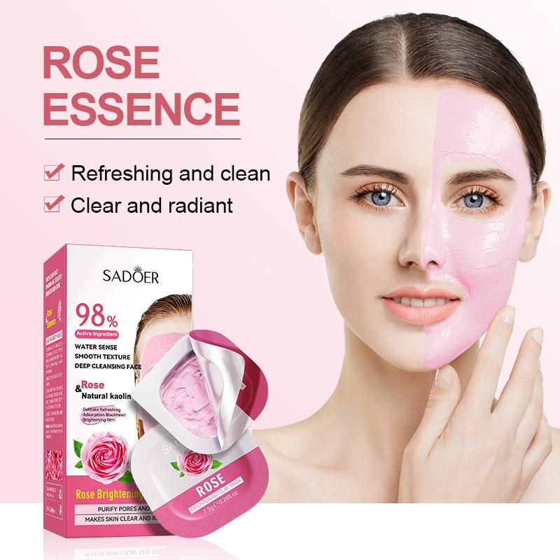 8pcs Rose Mud Mask Moisturizing Deep Cleansing Mask Blackhead Pores Oil Control Smearing Mud Mask Face Care