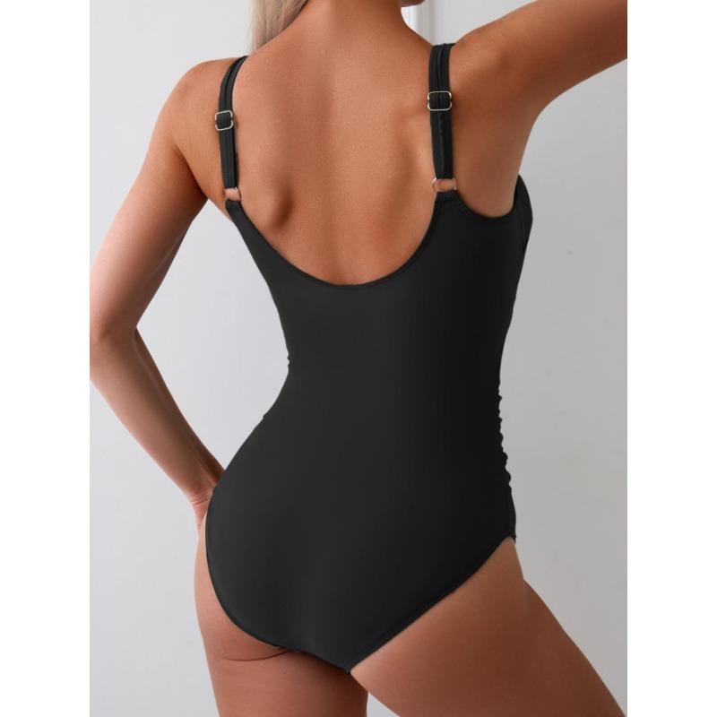 2026 European Beautiful Women's One-piece Swimsuit Belly Slim Swimsuit Hollow Lace-up Swimsuit