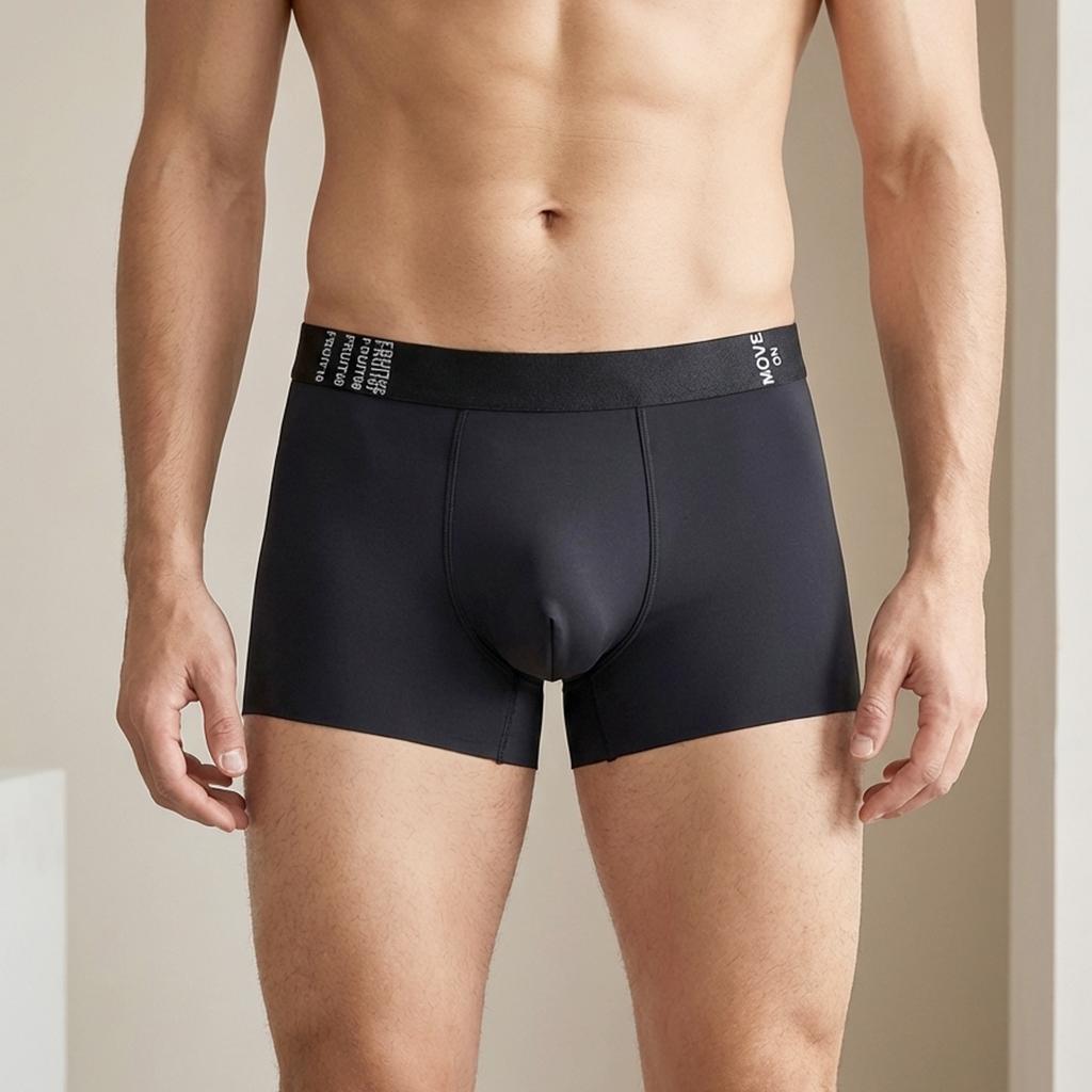 Herren Sommer Ultra Dünn Neu Eis Seide Atmungsaktiv Antibakteriell Nahtlos Schnell Trocknend Boxer Briefs