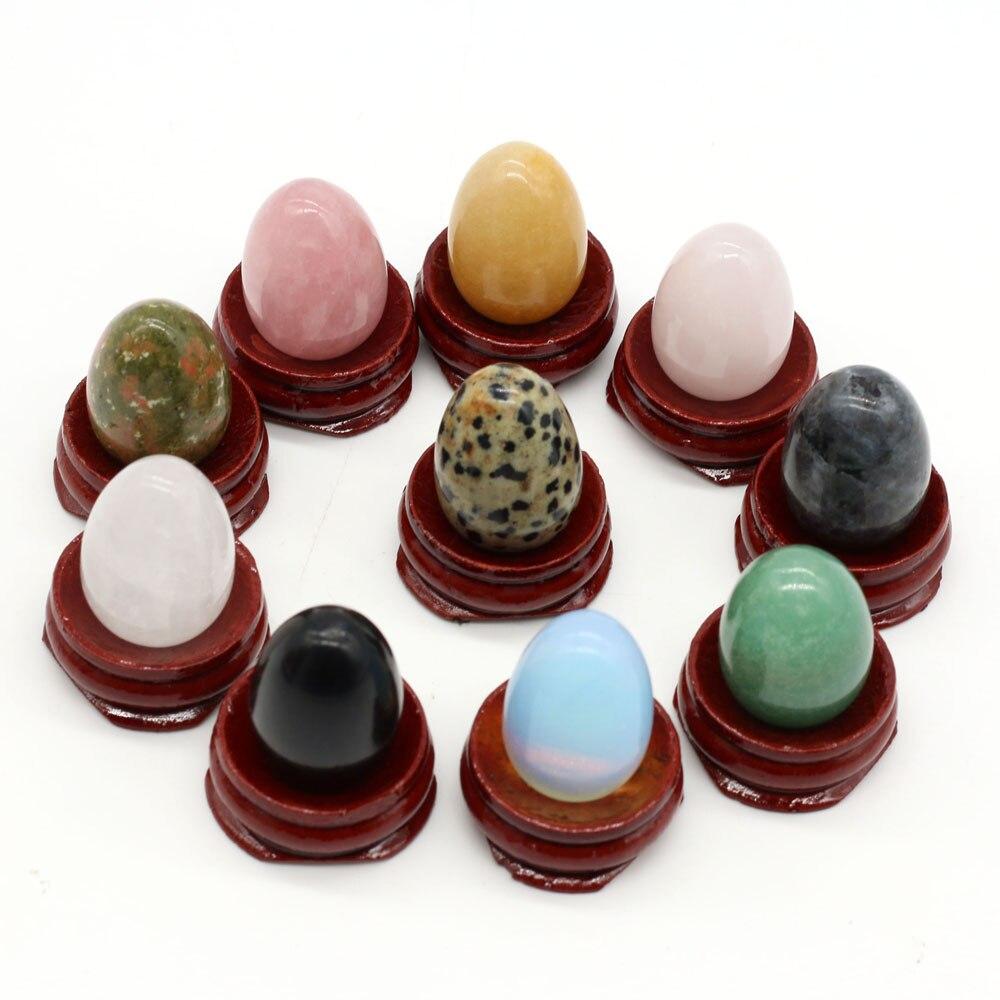 Natural Stone Decoration Egg-Shapedl With Base Artificial Ornament Lucky Gift Bed-Room Garden Office Desk Ornaments