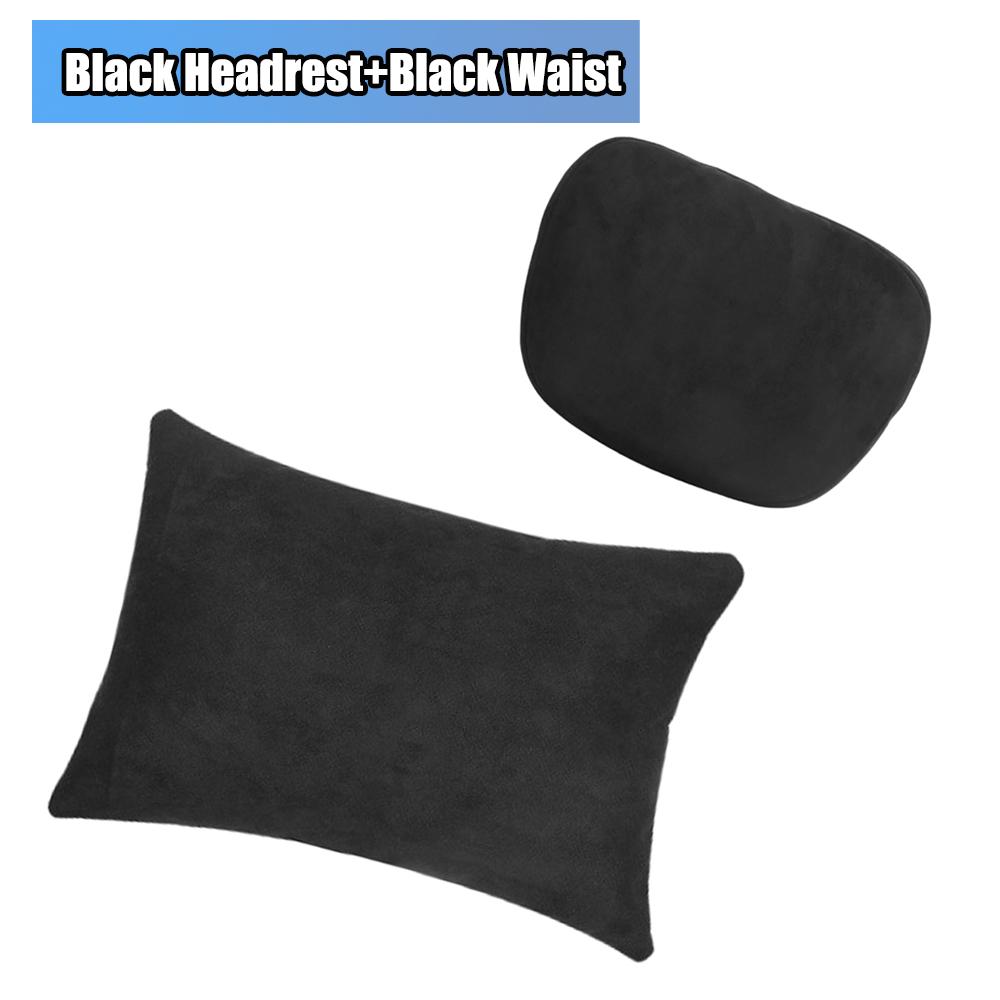 For Tesla Model 3 Y S X Car Seat Headrest Neck Pillow Cushion Suede Comfortable Headrest Lumbar Support Black/White
