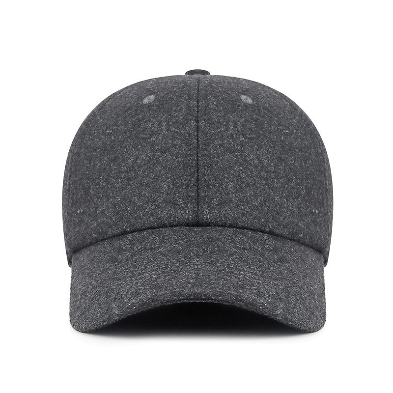 Mens Winter Warm Wool Baseball Cap with Ear Flaps Adjustable Hat