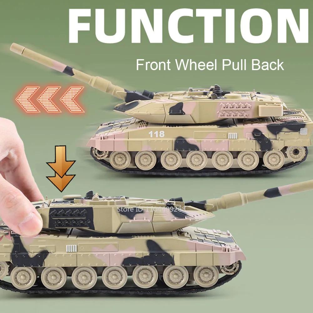 1:32 Leopard2 T-90 M4 Main Battle Tank Tiger Heavy Tanks Model Toy Car Sound Light Spray Military Vehicle Models for Boys Kids