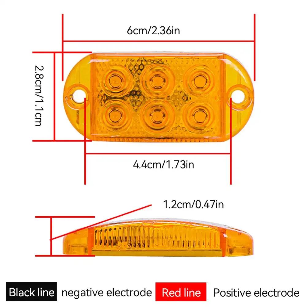 1Pcs Bright Waterproof Truck Led Side Light Truck Waist Light Signal Light 6LED 12-80V Trailer Sidelight Taillight