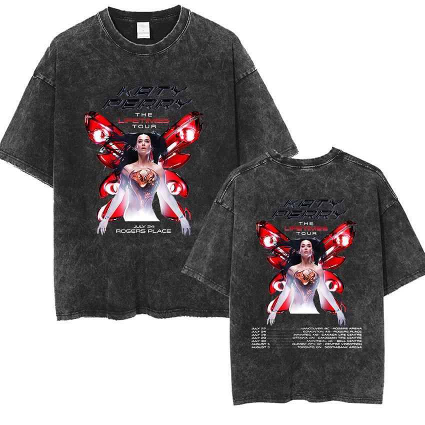 

Washed Vintage Katy Perry The Lifetimes Tour Double Sided Print TShirts Men Women Summer Casual Fashion Oversized Tshirt S