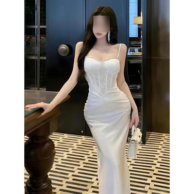 Lace Splicing Fishbone Suspender Dress Women's Summer Dress Skirt Temperament Waist Skirt Hip Long Dress